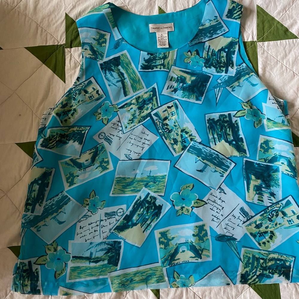Vintage Hawaiian postcard print tank